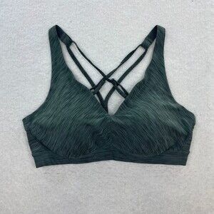 PrAna Cathedral Bra Green Athletic V Racer Back Sports Bra Size Large